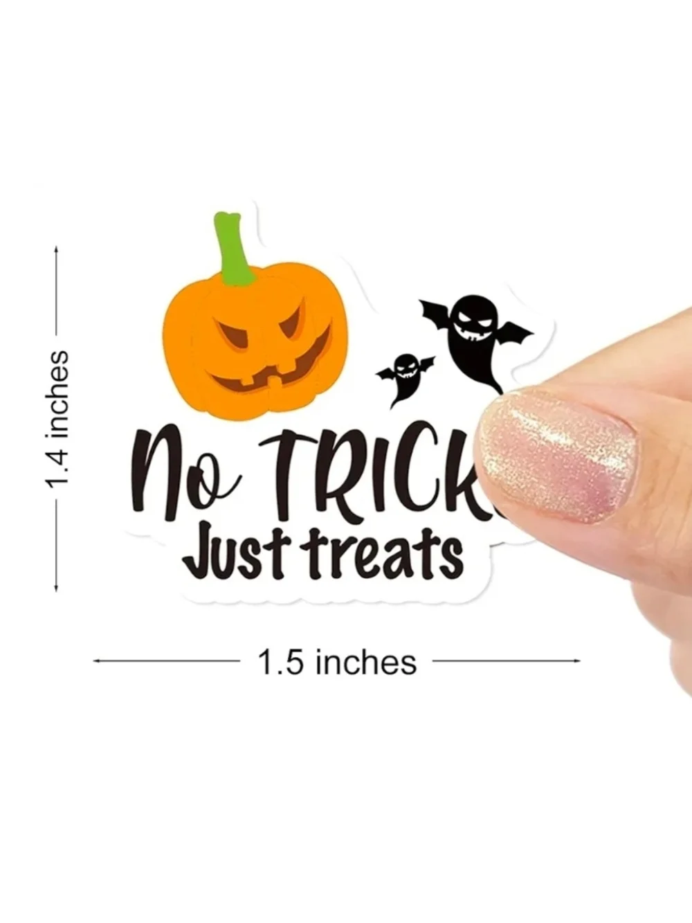 48 Count - 'No Tricks Just Treats' Halloween Pumpkin Stickers